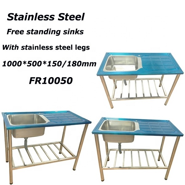 Free Standing Stainless Steel Sink with Frame and Legs