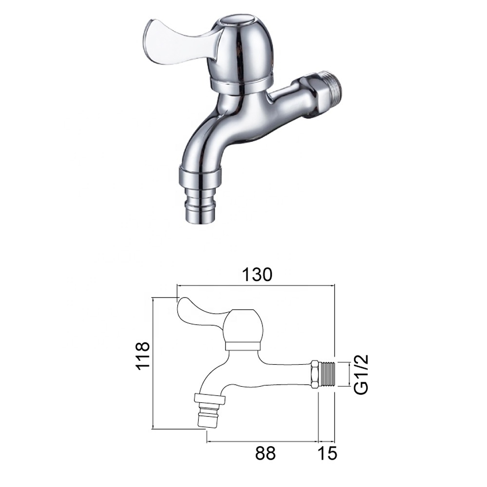 Wall Mounted sink Garden Faucet With single lever tap With Zinc Alloy Material