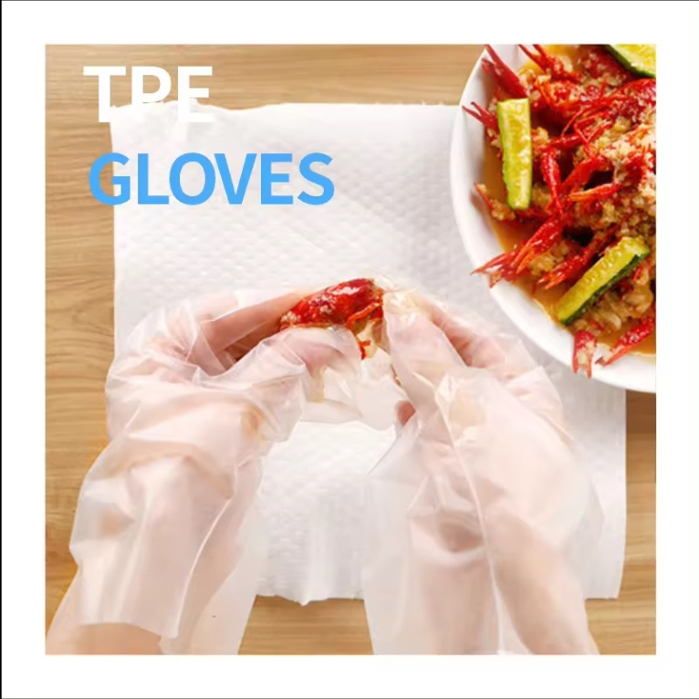 Cost-effective Disposable Plastic Gloves Pe Plastic Gloves Transparent Poly Food Polyethylene TPE Stretch Hybrid Poly Gloves