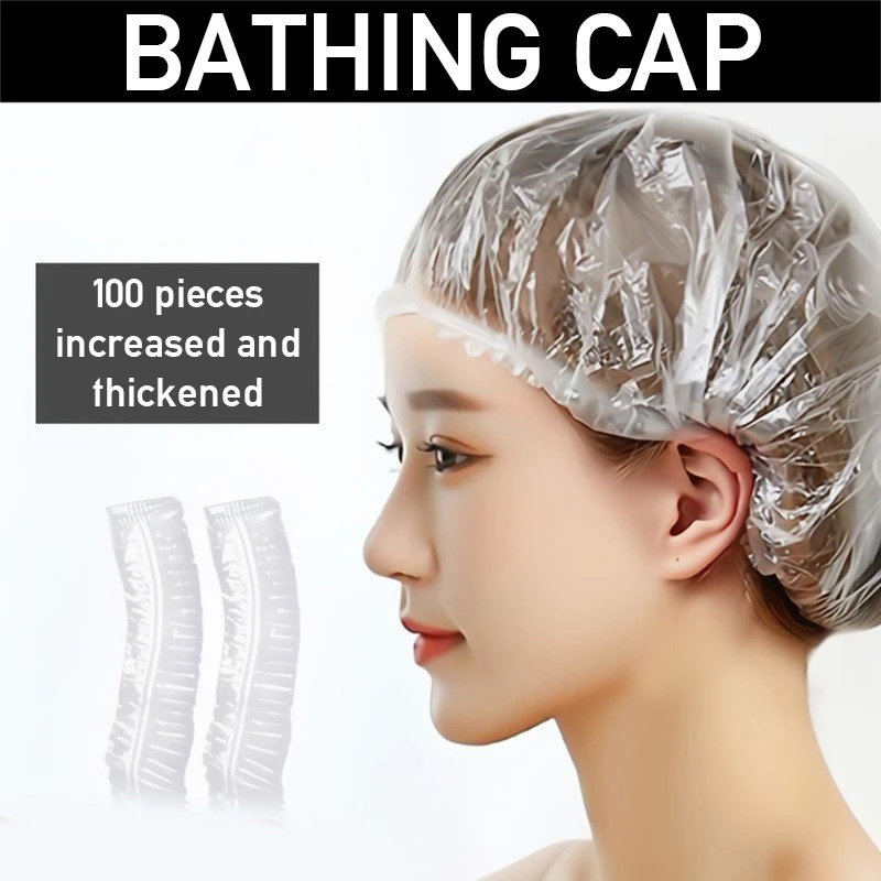 Waterproof Portable Plastic Transparent Clear Hair Cover Waterproof Shower Cap big shower caps