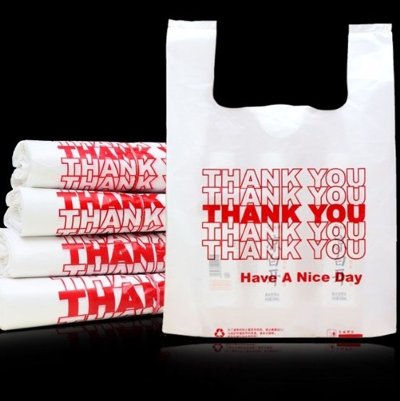 Customized Supermarket Plastic T-shirt Bag thank you bags