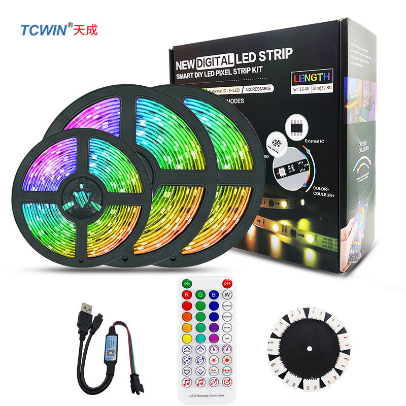 USB 5V Led Strip Firework 1812 Dream color Flexible Smart Neon Light Running Music Remote Control For Christmas Holiday Room