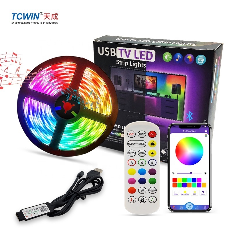 LED Strip Lights 16.4ft, RGB Color Changing LED Lights for Home, Kitchen, Room, Bedroom, Bar, with IR Remote Control DIY Mode