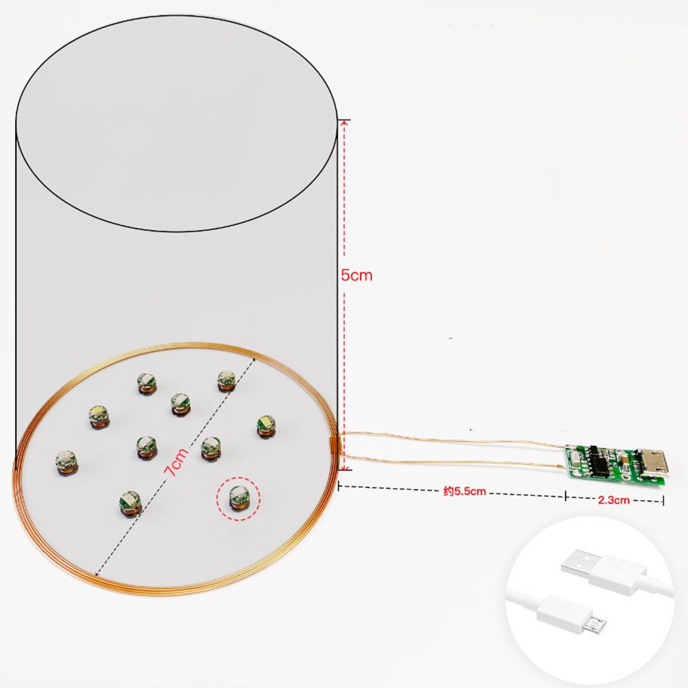 Taidacent Micro USB LED Lamp Light Wireless Charging Coil 5cm Led Glowing Magnetic Charger Module With Colorful Light for Toys