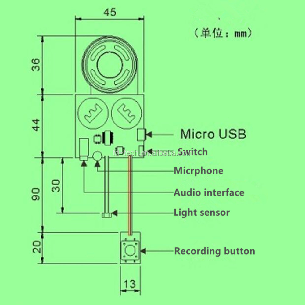 Taidacent Light Sensor Music Gift Box USB Sound Record Chip Greeting Card Toys Loop Recordable Sound Module with Push Button