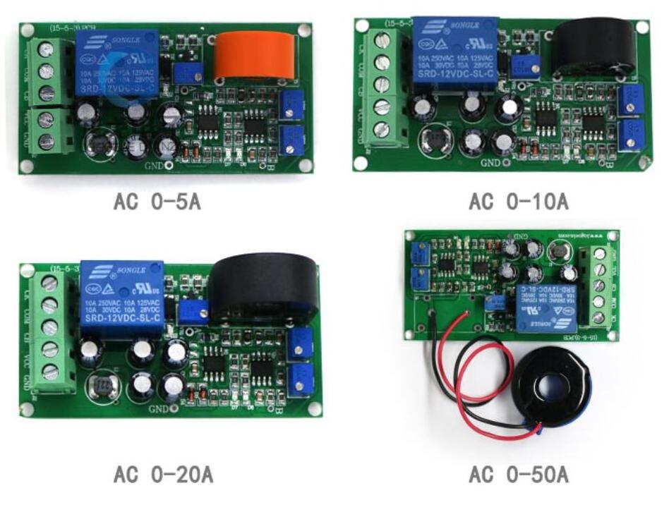 Taidacent 0-5A/10A/20A/50A/100A Hall Effect AC Current Sensor AC Current Sensing Switch Relay Module for Overcurrent Protection