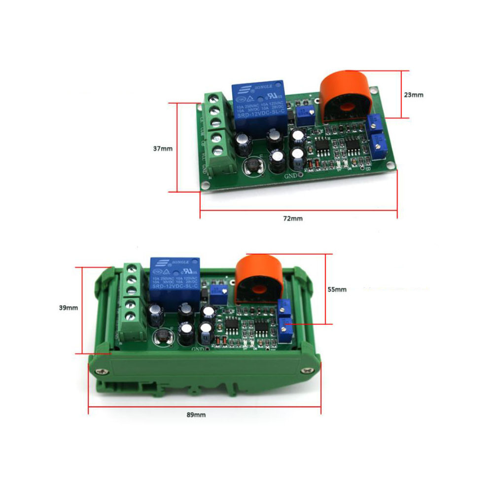 Taidacent 0-5A/10A/20A/50A/100A Hall Effect AC Current Sensor AC Current Sensing Switch Relay Module for Overcurrent Protection