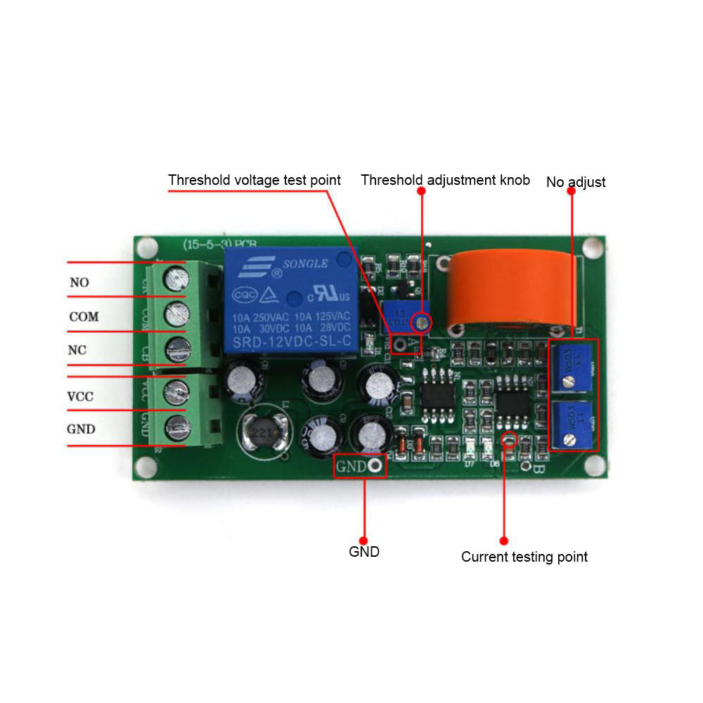 Taidacent 0-5A/10A/20A/50A/100A Hall Effect AC Current Sensor AC Current Sensing Switch Relay Module for Overcurrent Protection