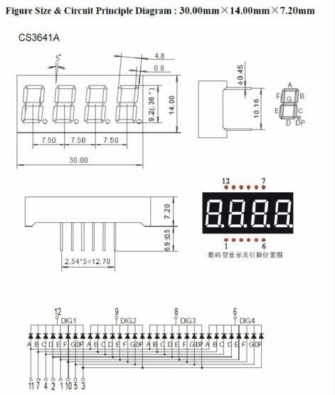 Taidacent Red Yellow Four 0.36/0.28/0.25/0.56/0/54 Inch 4 Digit 7 Segment Led Display 4 Bits Digital Tube Led Display Module