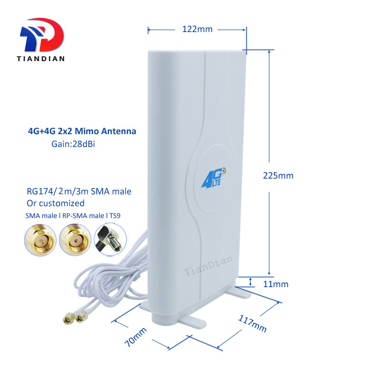 External 4G Router Antenna 698-2700Mhz High Gain 28dBi 2x2 Mimo Lte 4G Panel Antenna