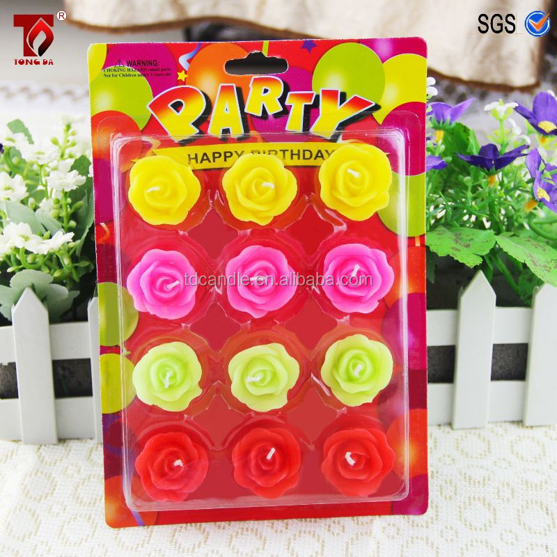 Colorful birthday and party cake candles Happy Birthday lovely flower shaped