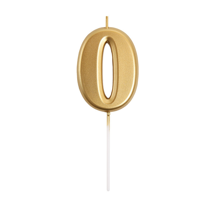 Gold-plated Color 0-9 Number Letters Happy Birthday Candles Creative Kids Week-old Cake Topper Birthday Fire Candle