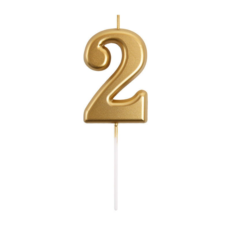 Gold-plated Color 0-9 Number Letters Happy Birthday Candles Creative Kids Week-old Cake Topper Birthday Fire Candle