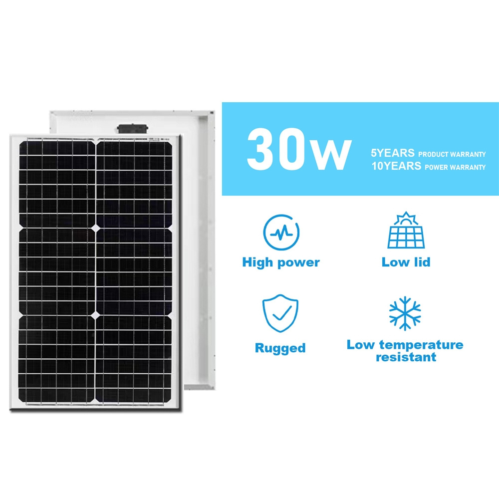 Hot selling 12v 30watt 40 50watt 60watt 10w 15w 20w 25w 30w 40w 50w 60w 30w Mono 36 Cell Solar Panel