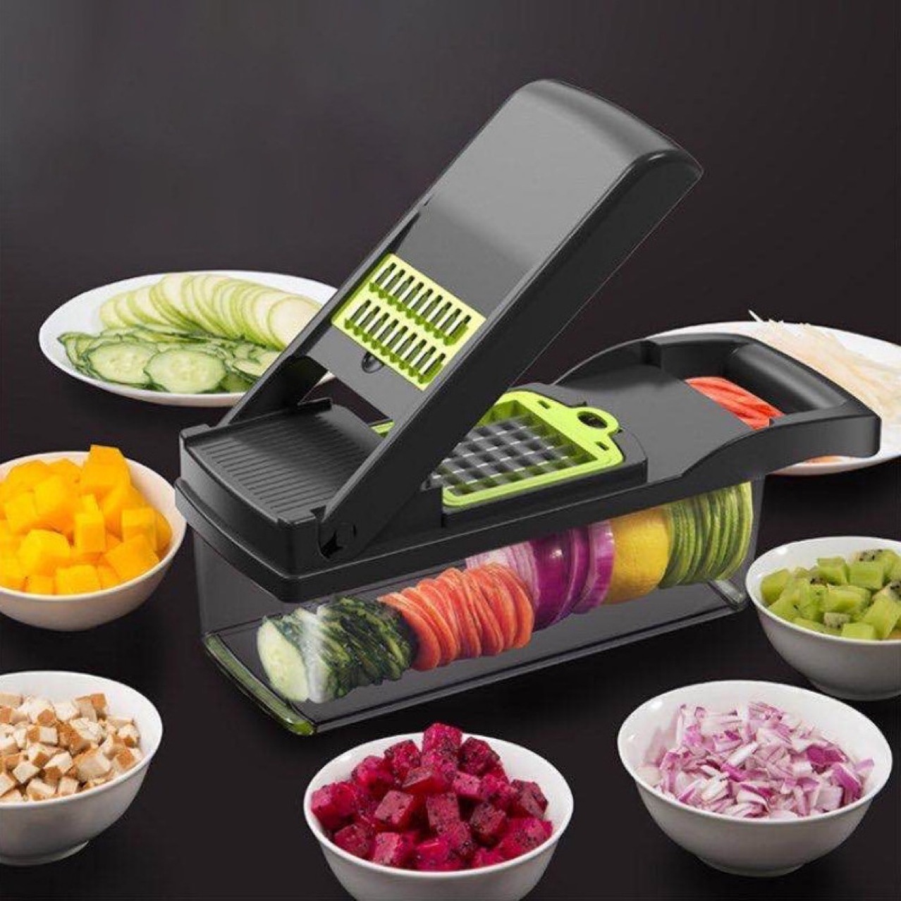 8 Blade Vegetable Slicer, Onion Mincer Chopper, Cutter, Dicer, Egg Slicer with Container