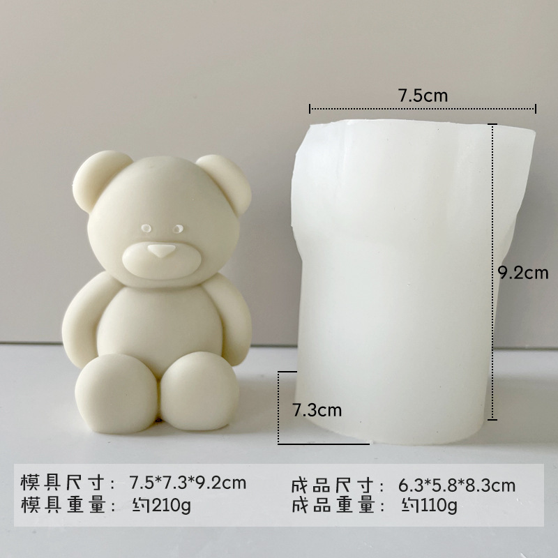 Creative teddy bear aromatherapy candle ice mold manual DIY bear honey pot gypsum candle silicone mold