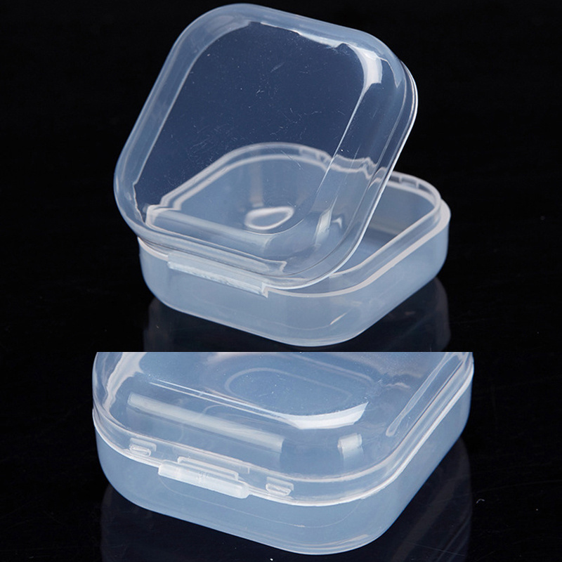 Plastic Beads Storage Containers Mini Clear Square Box Empty Case with Lid for Earplugs Hardware or Any Other Small Craft Gadget