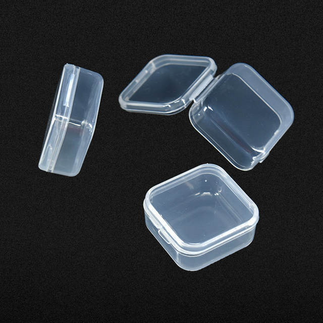 Plastic Beads Storage Containers Mini Clear Square Box Empty Case with Lid for Earplugs Hardware or Any Other Small Craft Gadget