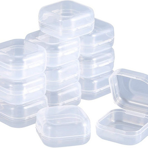 Plastic Beads Storage Containers Mini Clear Square Box Empty Case with Lid for Earplugs Hardware or Any Other Small Craft Gadget