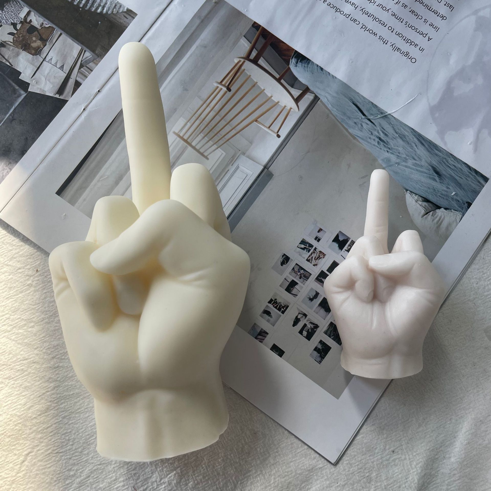 2024 Creative Vertical Middle Finger Candles/ Hand Candles/ Victory Gesture Candle Teen Room Decor Candle