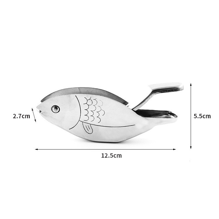 Manual Lemon Juicer, Stainless Steel Fish Shape Lemon Squeezer, Manual Lemon Slice Squeezer, Ergonomic Design Citrus Juicer