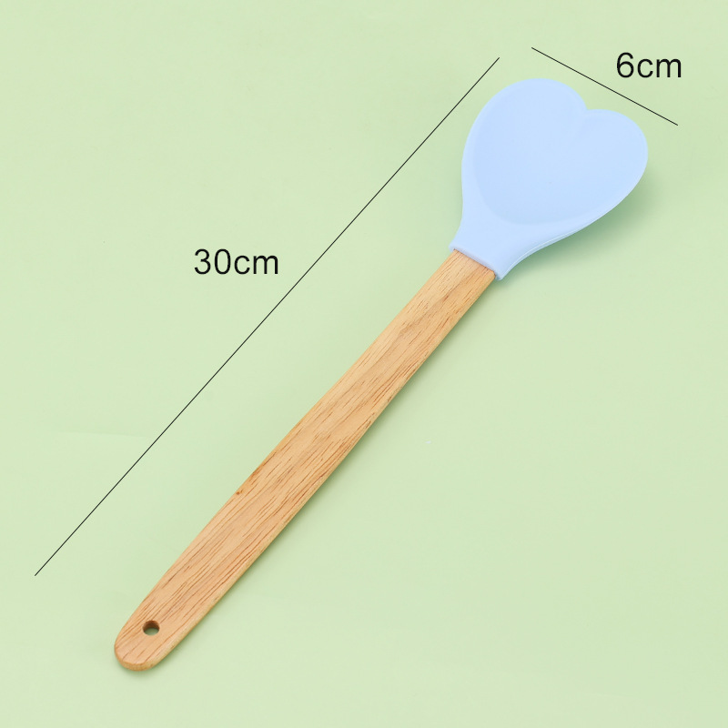 Factory supply good price wooden handle silicone spatula heart shape heat resistant pastry spatulas baking tools