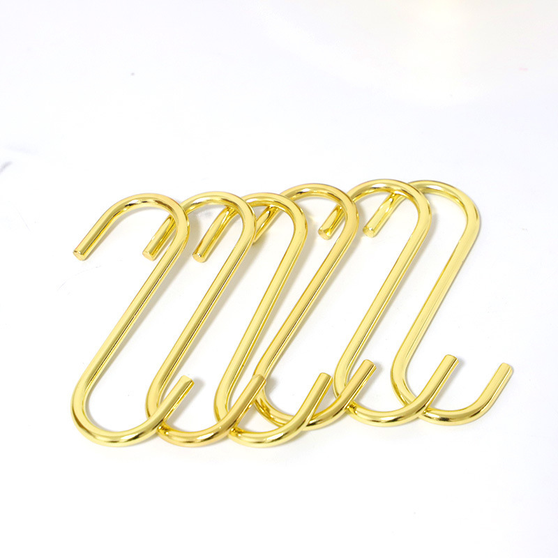 Multi-purpose s-shaped  gold color hanger kitchen cabinet coat hat garment s display metal hook