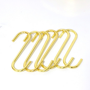 Multi-purpose s-shaped  gold color hanger kitchen cabinet coat hat garment s display metal hook