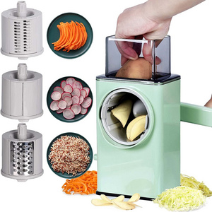 Garlic Shredder 3 in 1 Stainless Steel Panel Vegetable Cutter Kitchen Accessories Grater Vegetable Chopper Round Cutter Potato