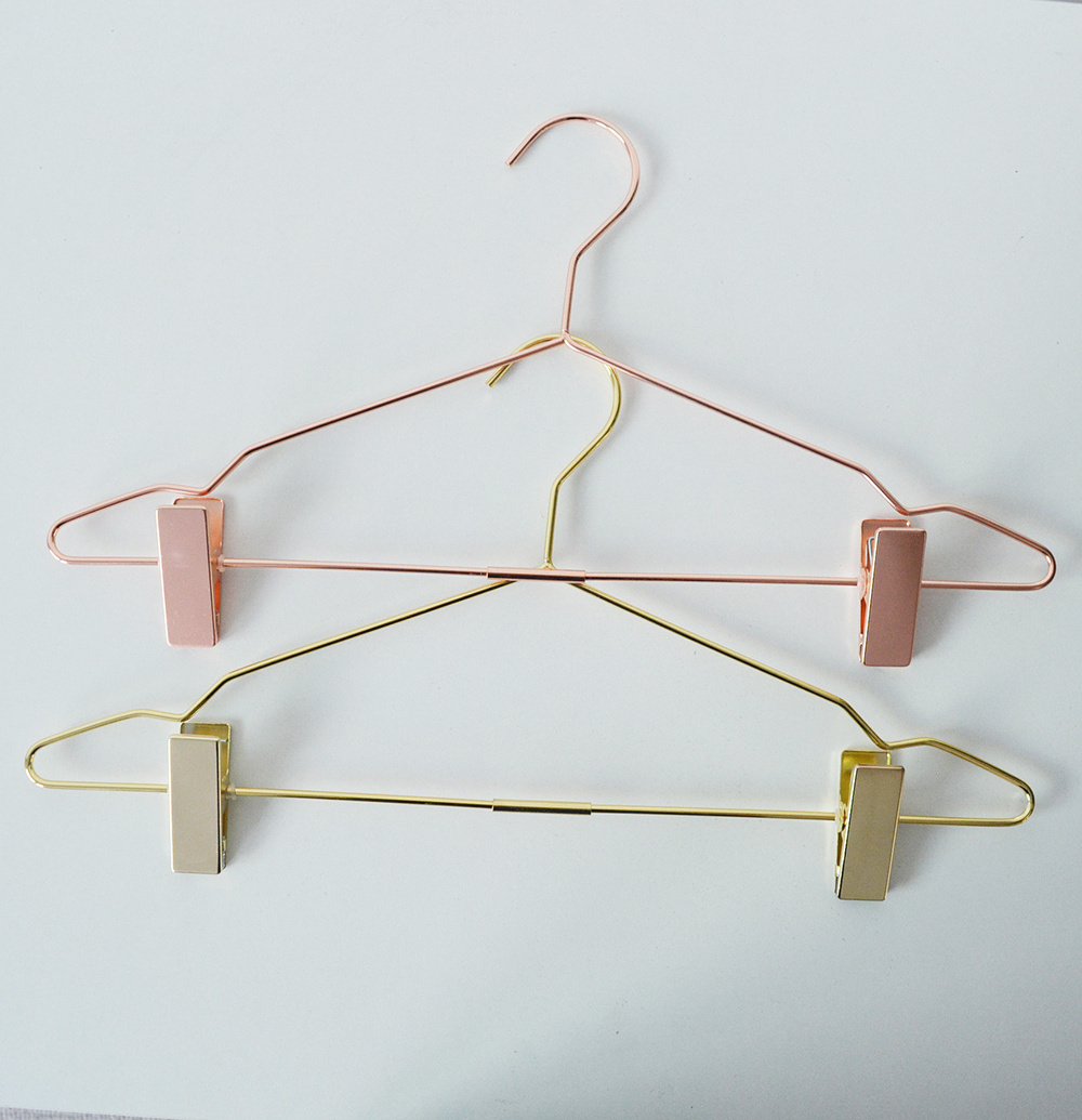 Metal hanger Nordic style pants rack rose gold pants clip home gold simple pants clothes hanging