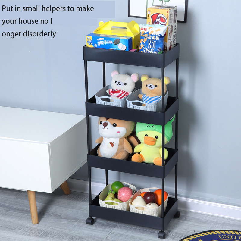 Slim Storage Shelf Cart Removable Mobile Shelving Rolling Utility rack Trolley Narrow space Storage Organizer