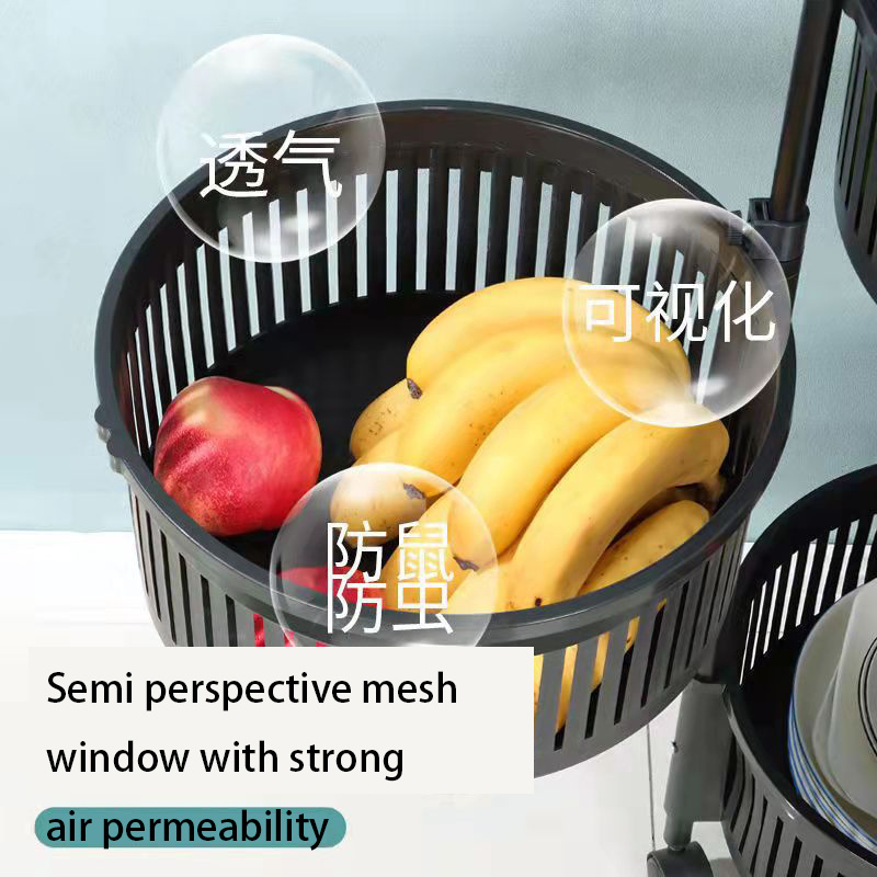 360 Degree Round Structure Saves Space Kitchen Floor Rotating Shelf Kitchen Vegetable Rack With Wheels