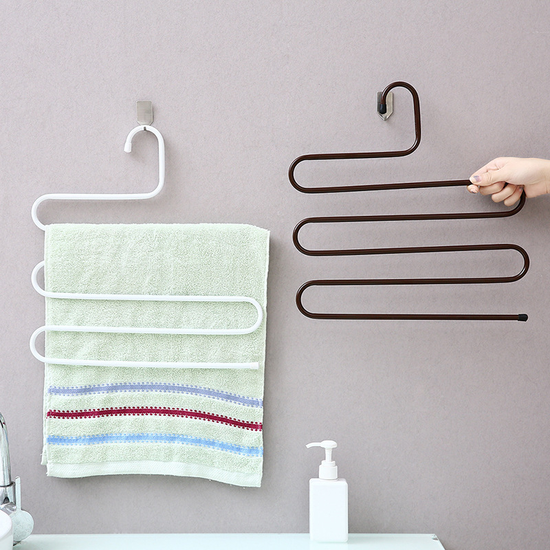 Iron 5 Layers S Type Multifunction Pants Hangers Holders Trousers Hanger Clothing Wardrobe Storage Rack Drying Rack Trouser Rack