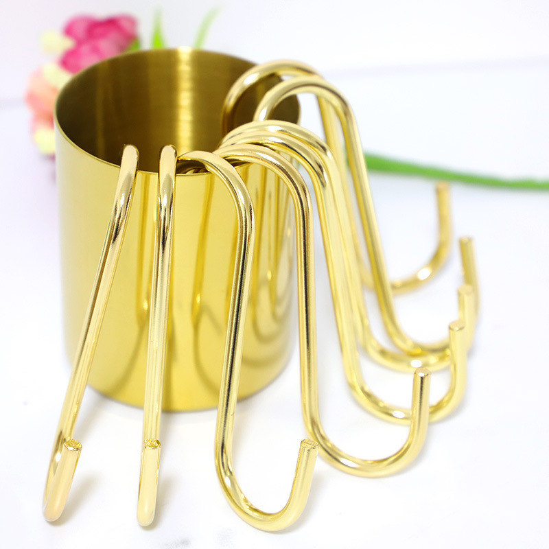 Multi-purpose s-shaped  gold color hanger kitchen cabinet coat hat garment s display metal hook