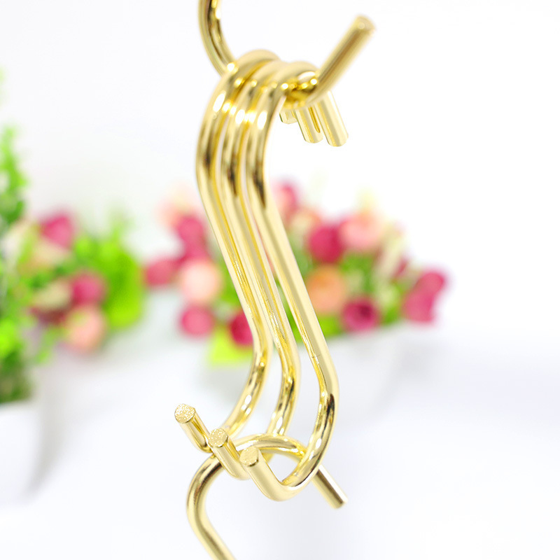 Multi-purpose s-shaped  gold color hanger kitchen cabinet coat hat garment s display metal hook