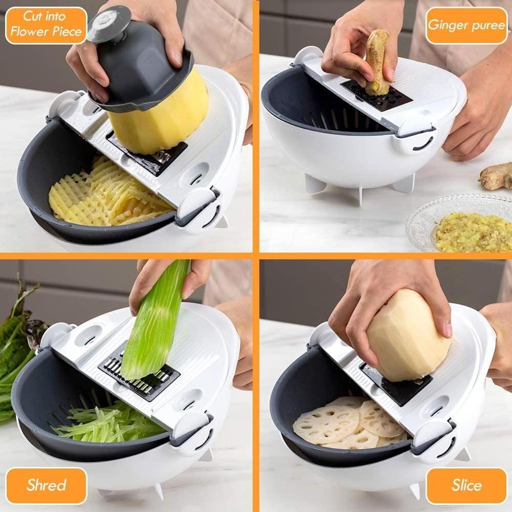 Magic Rotate Vegetable Cutter Chopper With Drain Basket Kitchen Cutting Tool Fruit Shredder Grater Slicer Drop Shipping