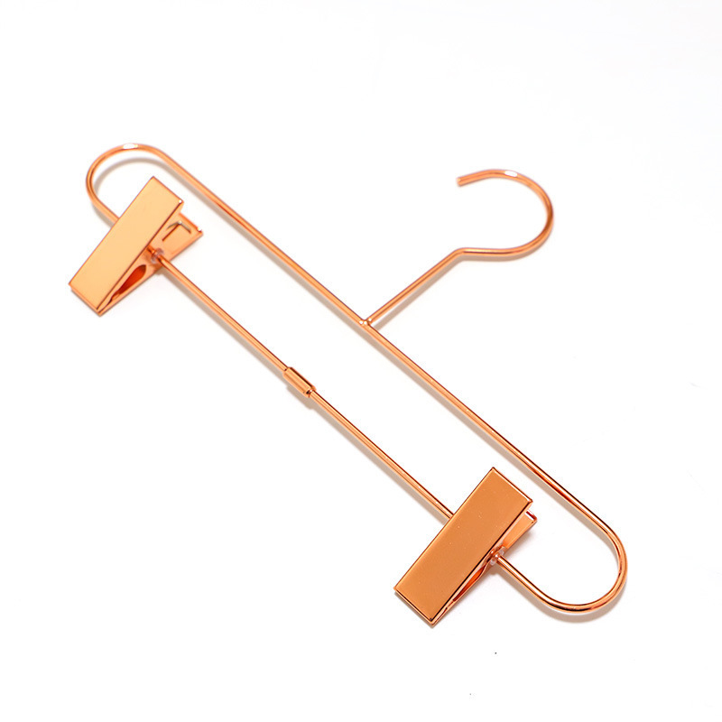 Nordic Style Rose Gold Metal Iron Trousers Hanger Rack Pants Skirt Clothes Clip Stand Hanger