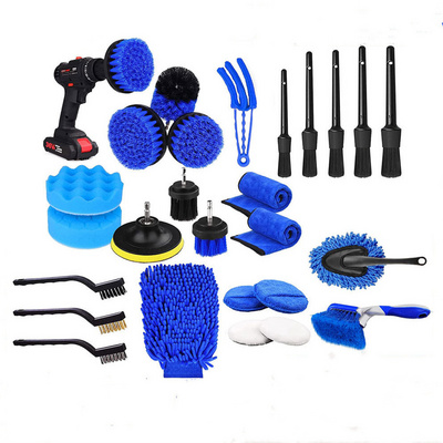 Wholesale 26Pcs Blue Color Car Cleaning Brush For Drill Tools Kit With Car Detailing Brush Set