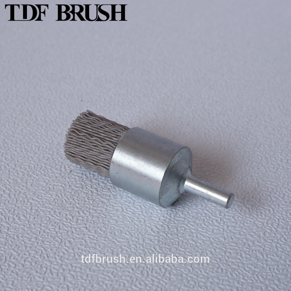 TDF Deburring Wholesale metal handle brass crimped wire end brush for die grinder with shaft