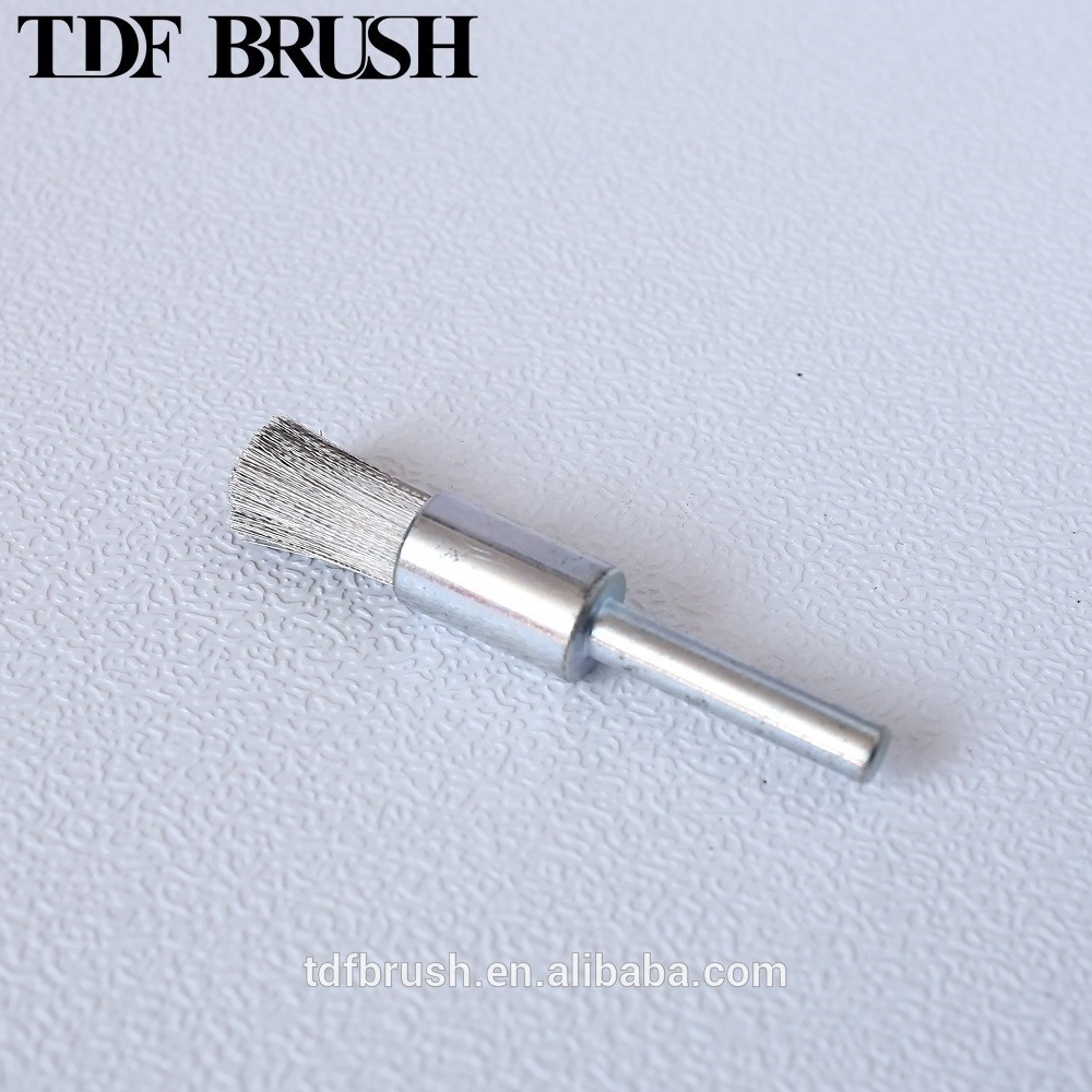 TDF Deburring Wholesale metal handle brass crimped wire end brush for die grinder with shaft