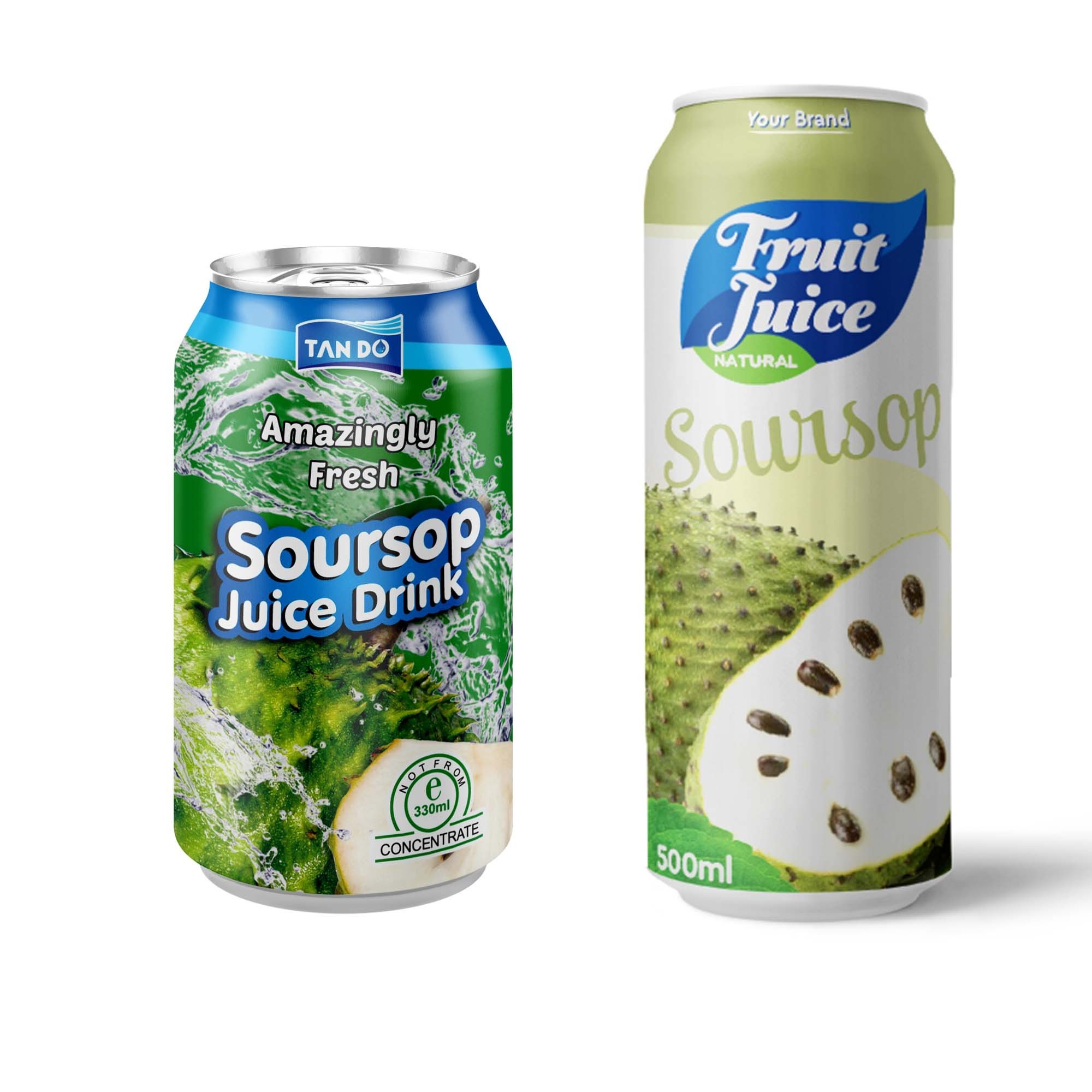 Pure Natural Soursop Fruit Juice in Can 330ml Tropical Fruit Beverages from Vietnam