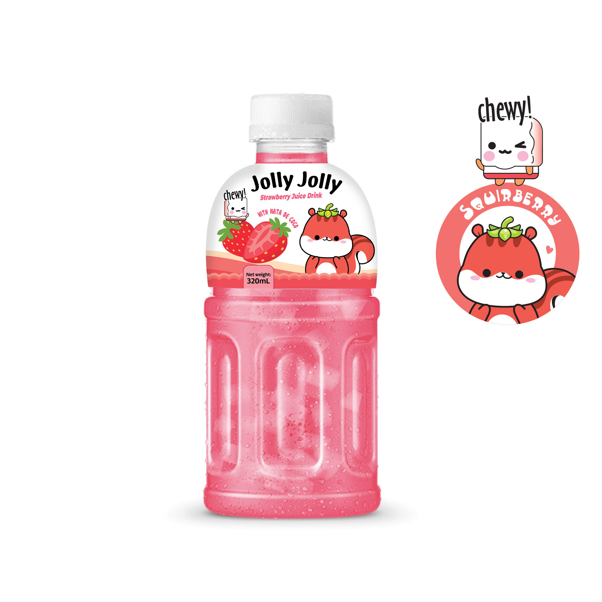 Wholesale Nata De Coco drink Fruit juice with Coconut jelly Jolly Jolly  320ml bottle Cheap price Free Sample