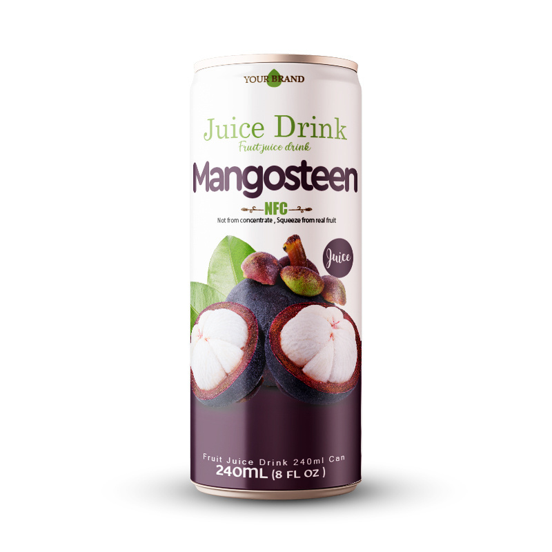 High quality private label 250ml Slim Aluminum can mangosteen fresh beverage fruit juice