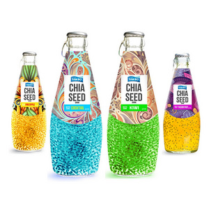 Premium Private label Basil seed drink in glass bottle 290ml Natural Tropical Fruit Juice Drinks Free Sample Free Label