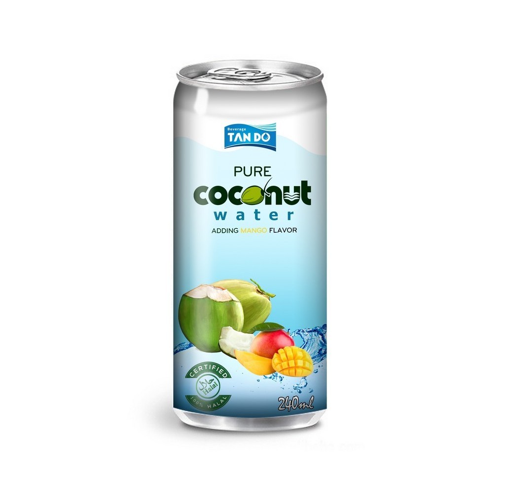 330ml Aluminum can Private label coconut water with fruit flavor Viet Nam coconut water free sample bottle water