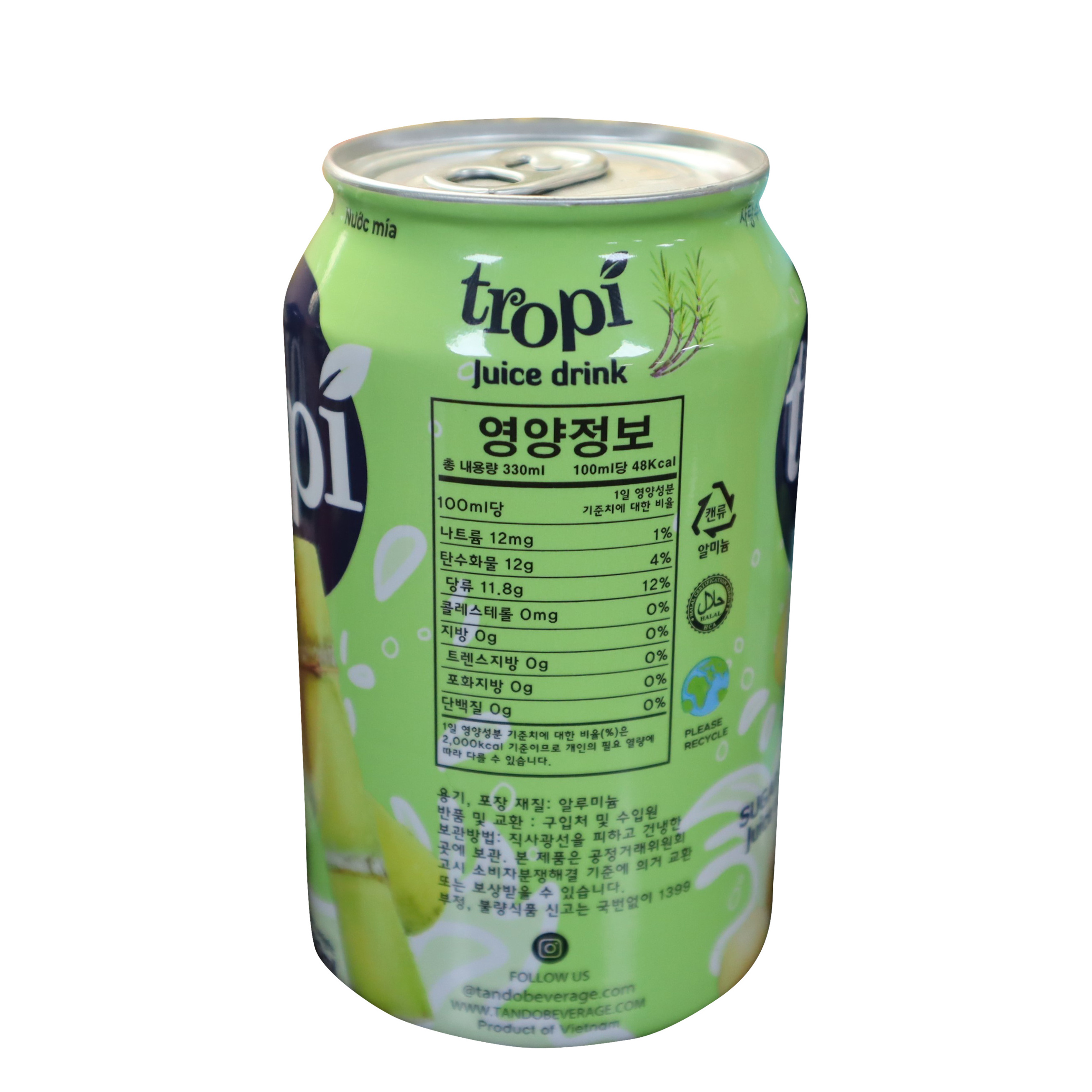 OEM Wholesales Sugar Cane Juice Drinks Canned 330ml Soft Drinks Suppliers NFC from Vietnam Tropical Fruits