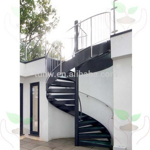 external used metal spiral staircase with glass tread and stainless railing/hot galvanized spiral stair