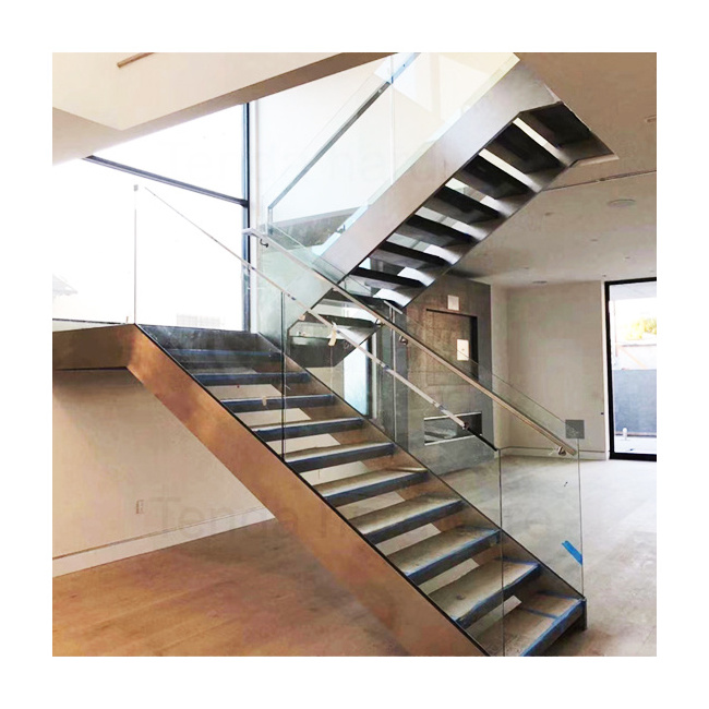 half landing stair kits with glass railing