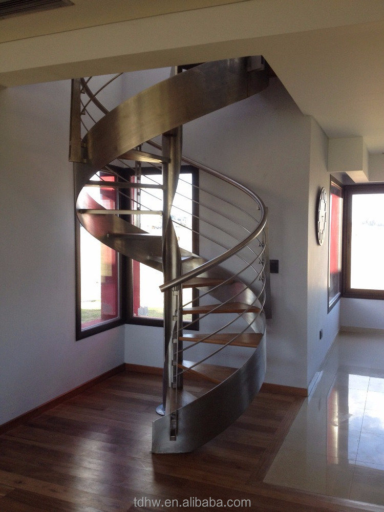 Modern outdoor stainless steel railing spiral stair