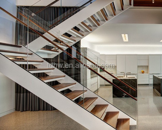 half landing stair kits with glass railing